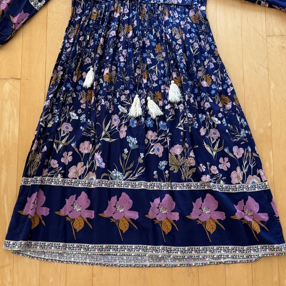 Floral Navy Dress with Tassels - Picture 4 of 5